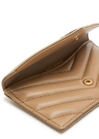 Saint Laurent Cassandre Quilted Card Holder - Tan - One Size