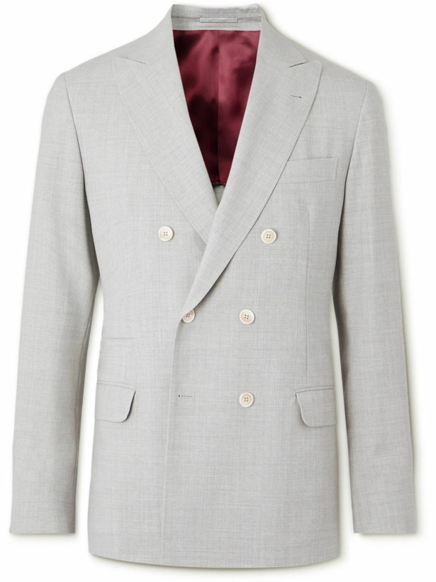 Photo: Brunello Cucinelli - Double-Breasted Wool Suit Jacket - Gray