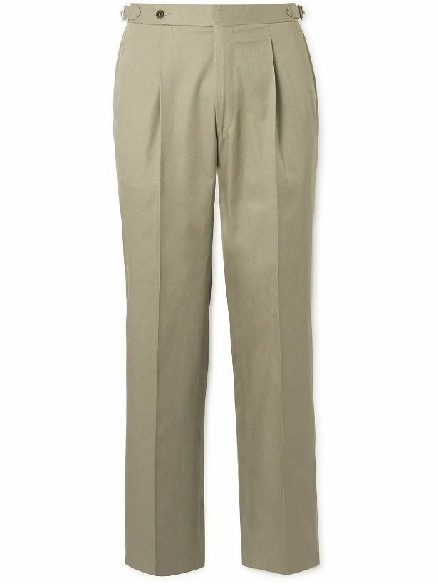 Photo: Stòffa - Tapered Pleated Cotton-Twill Trousers - Green