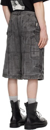 Juun.J Gray Washed Long Denim Shorts