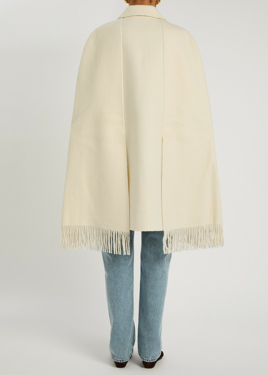 Toteme Fringed Wool-blend Cape Coat White