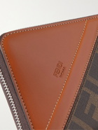 FENDI - Leather-Trimmed Monogrammed Canvas Zip-Around Wallet