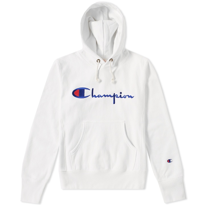 Photo: Champion Reverse Weave Script Logo Hoody