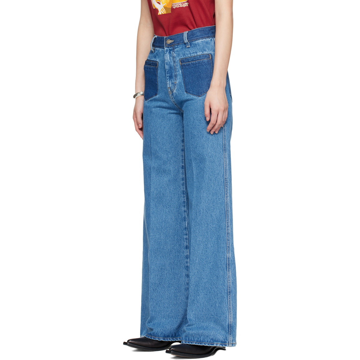 LU'U DAN BRUCE LEE x LỰU ĐẠN Blue Nocturnal Flare Jeans