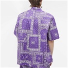 SOPHNET. Men's Bandana Short Sleeve Shirt in Purple