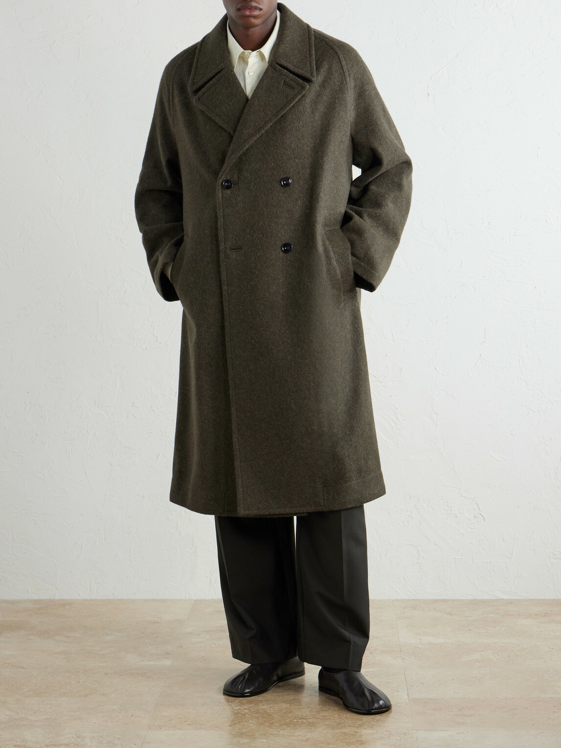 LEMAIRE - Double-Breasted Wool and Alpaca-Blend Felt Coat - Brown