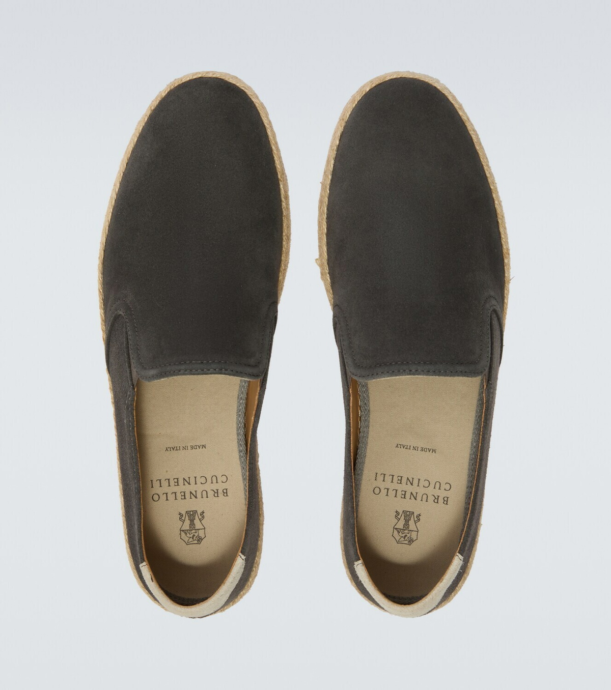 Brunello Cucinelli Jute-trimmed suede slip-on shoes