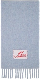 Marni Blue Brushed Alpaca Logo Scarf