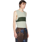 Dries Van Noten Off-White and Green Alpaca Jericho Vest