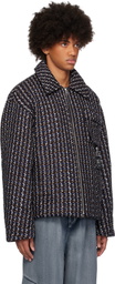 WOOYOUNGMI Brown & Navy Tweed Down Jacket