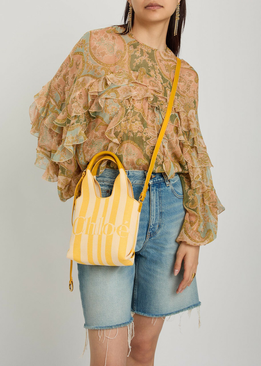 Chloe Stripy Logo-jacquard Canvas Tote bag - Yellow - One Size