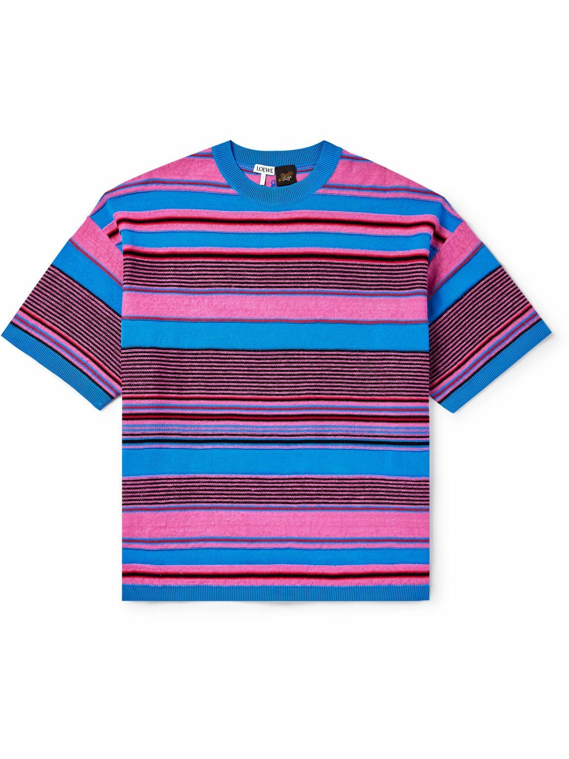 LOEWE - Paula's Ibiza Striped Cotton and Linen-Blend T-Shirt - Pink