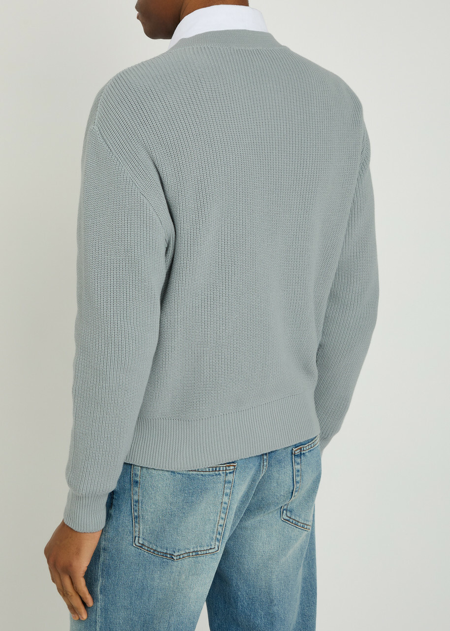 Lardini V-neck Knit Cotton Cardigan Light Blue