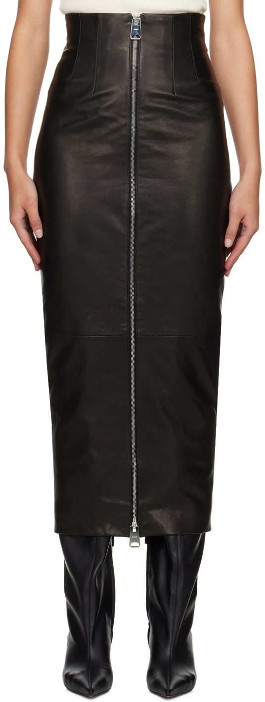 KHAITE Black Ruddy Leather Maxi Skirt Khaite