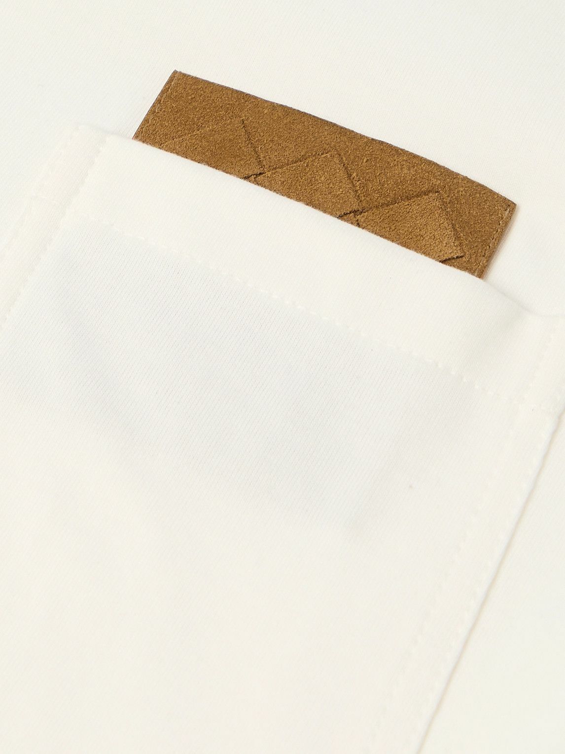 【BOTTEGA VENETA】Intrecciato スエードトリム COTTON Tシャツ Bottega Veneta - Intrecciato Suede-Trimmed Cotton-Jersey T