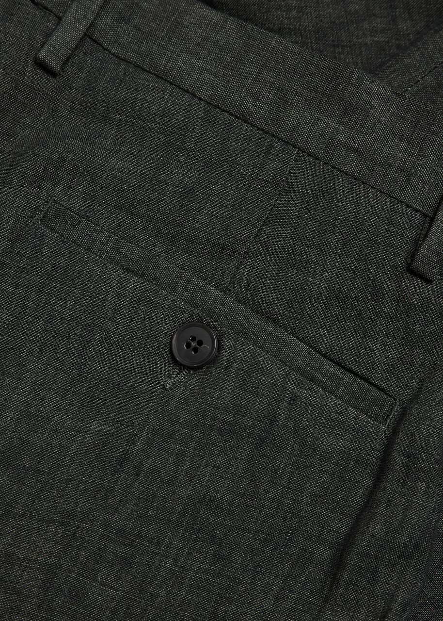 Sunspel Tapered-leg Linen Trousers Dark Green