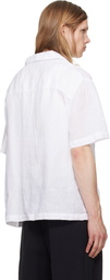 Hugo White Linen Camp Collar Shirt