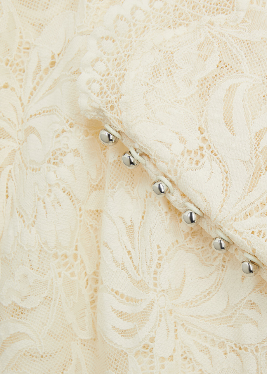 Rabanne Floral Lace Midi Skirt Ivory Paco Rabanne