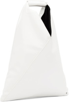 MM6 Maison Margiela White Faux-Leather Small Triangle Tote