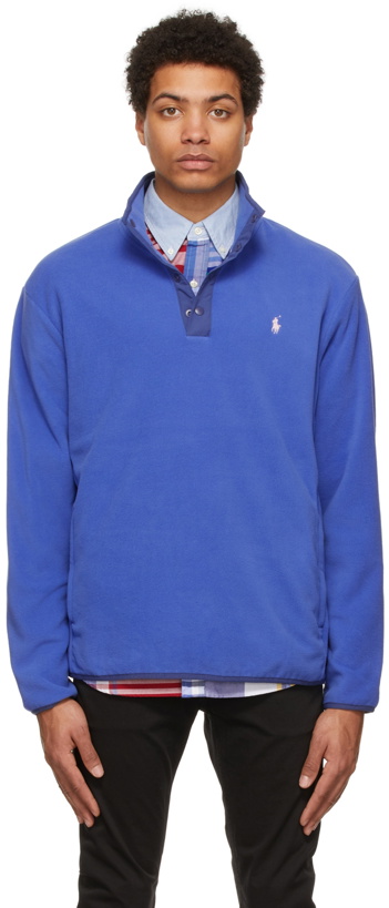 Photo: Polo Ralph Lauren Blue Fleece Mockneck Hoodie