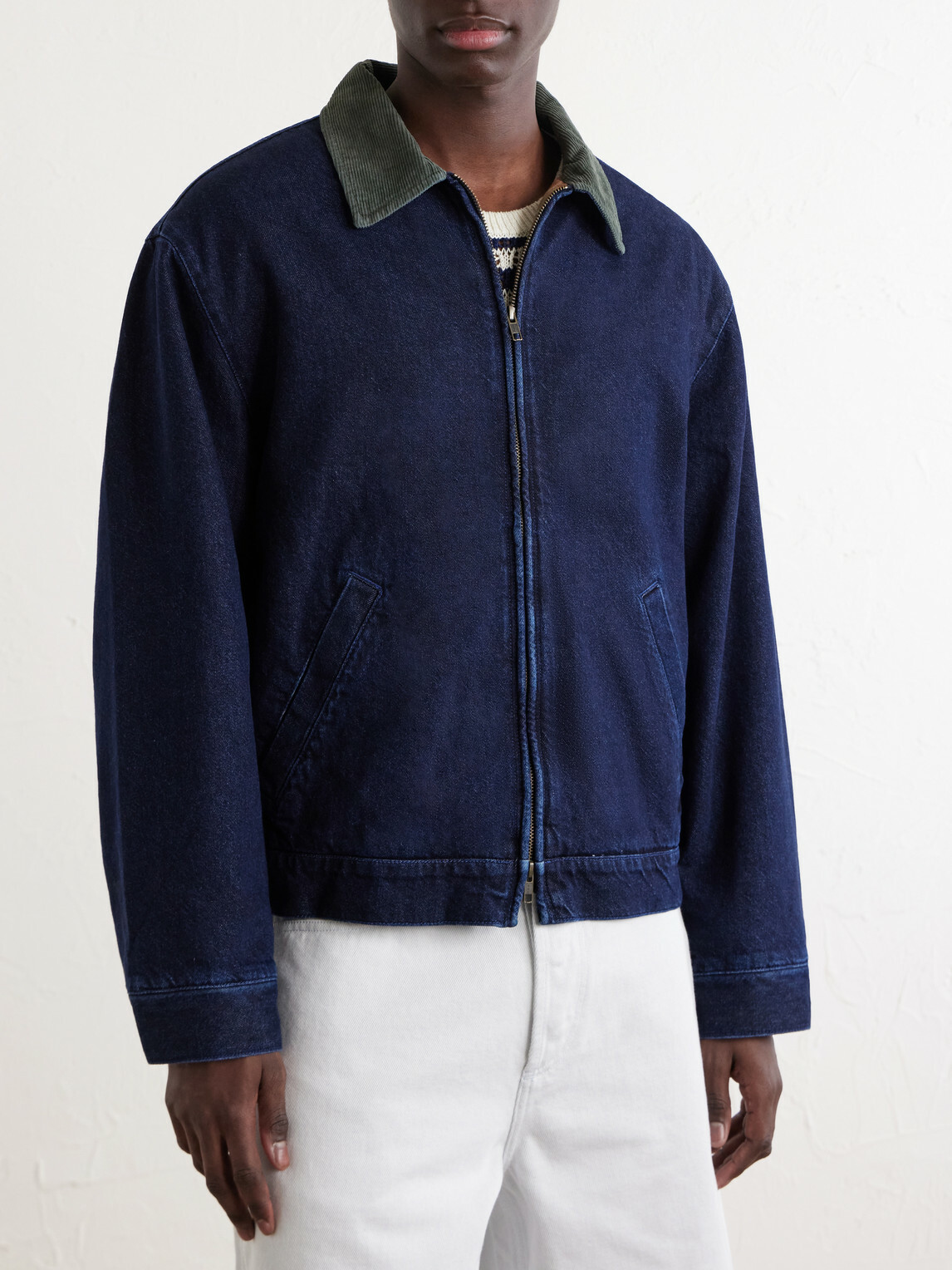Aimé Leon Dore - Corduroy-Trimmed Denim Jacket - Blue
