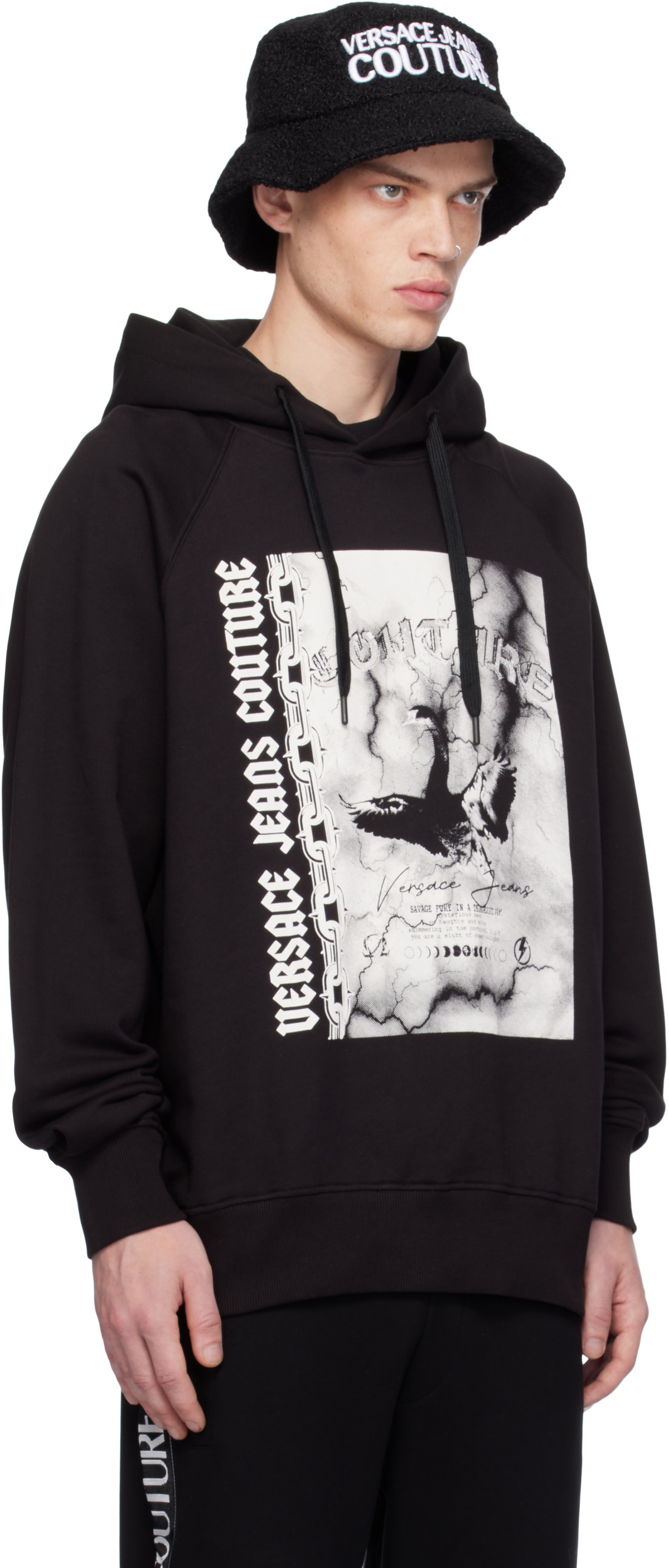 Versace Jeans Couture Black Logo Swan Hoodie