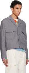 Paul Smith Purple Linen Open-Collar Jacket