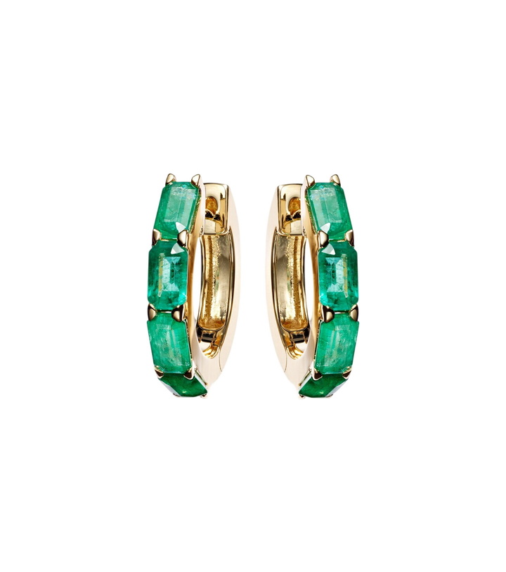 Photo: Shay Jewelry 18kt gold huggie earrings with emeralds