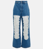 Loewe Distressed mid-rise wide-leg jeans