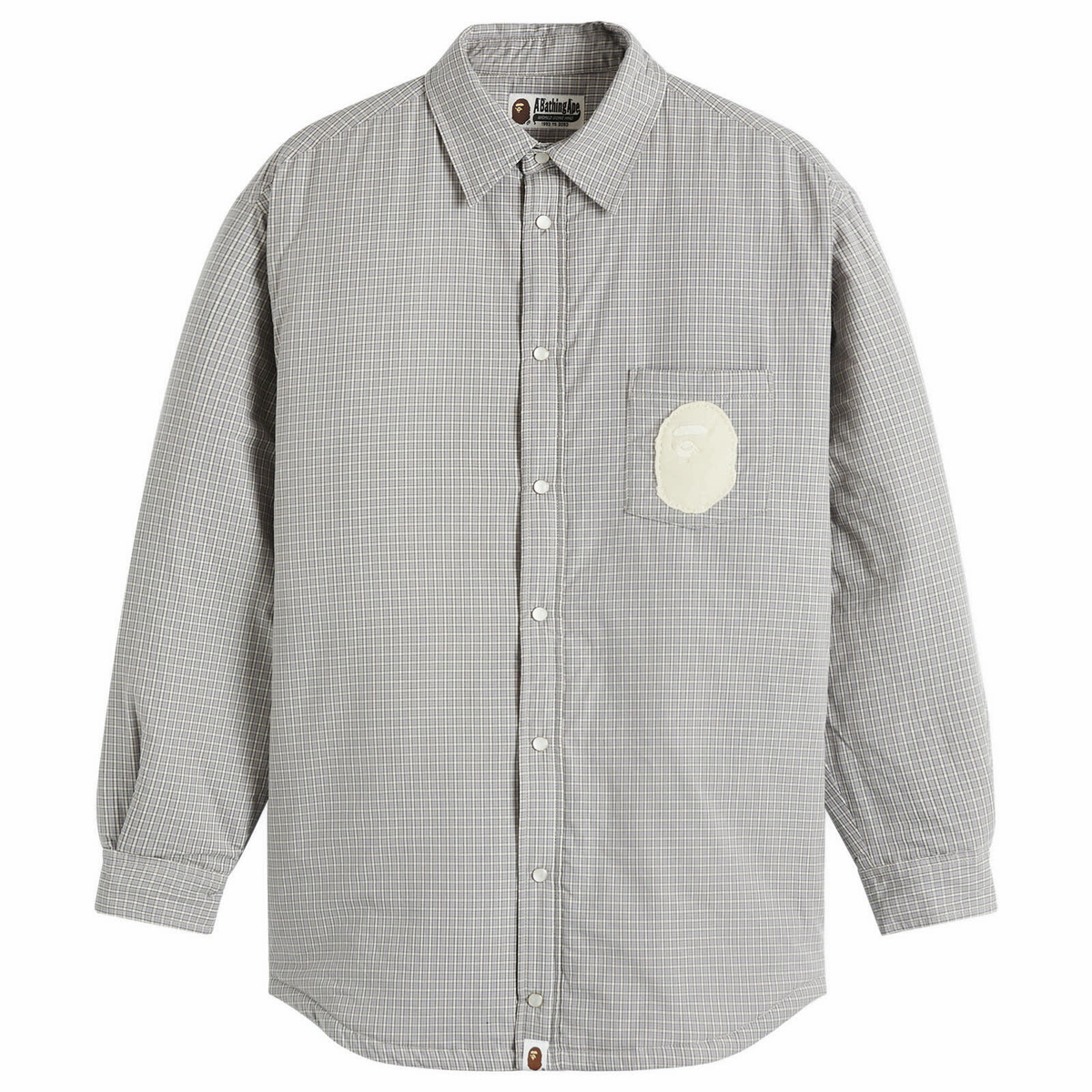 A Bathing Ape Women's Check Padded Shirt Jacket in Gray 