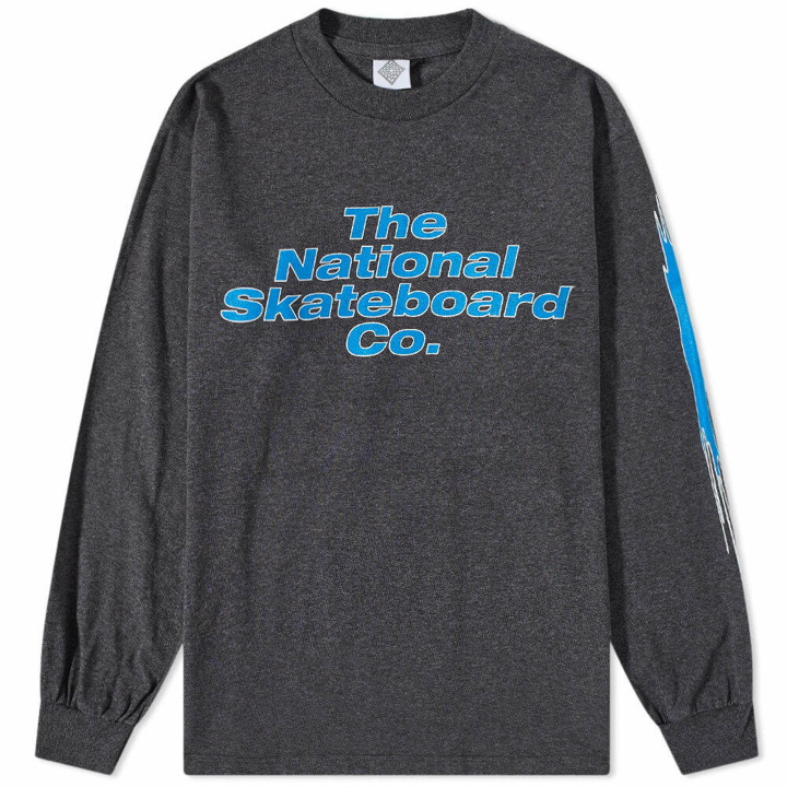 Photo: The National Skateboard Co. Men's Long Sleeve Outline T-Shirt in Charcoal Heather