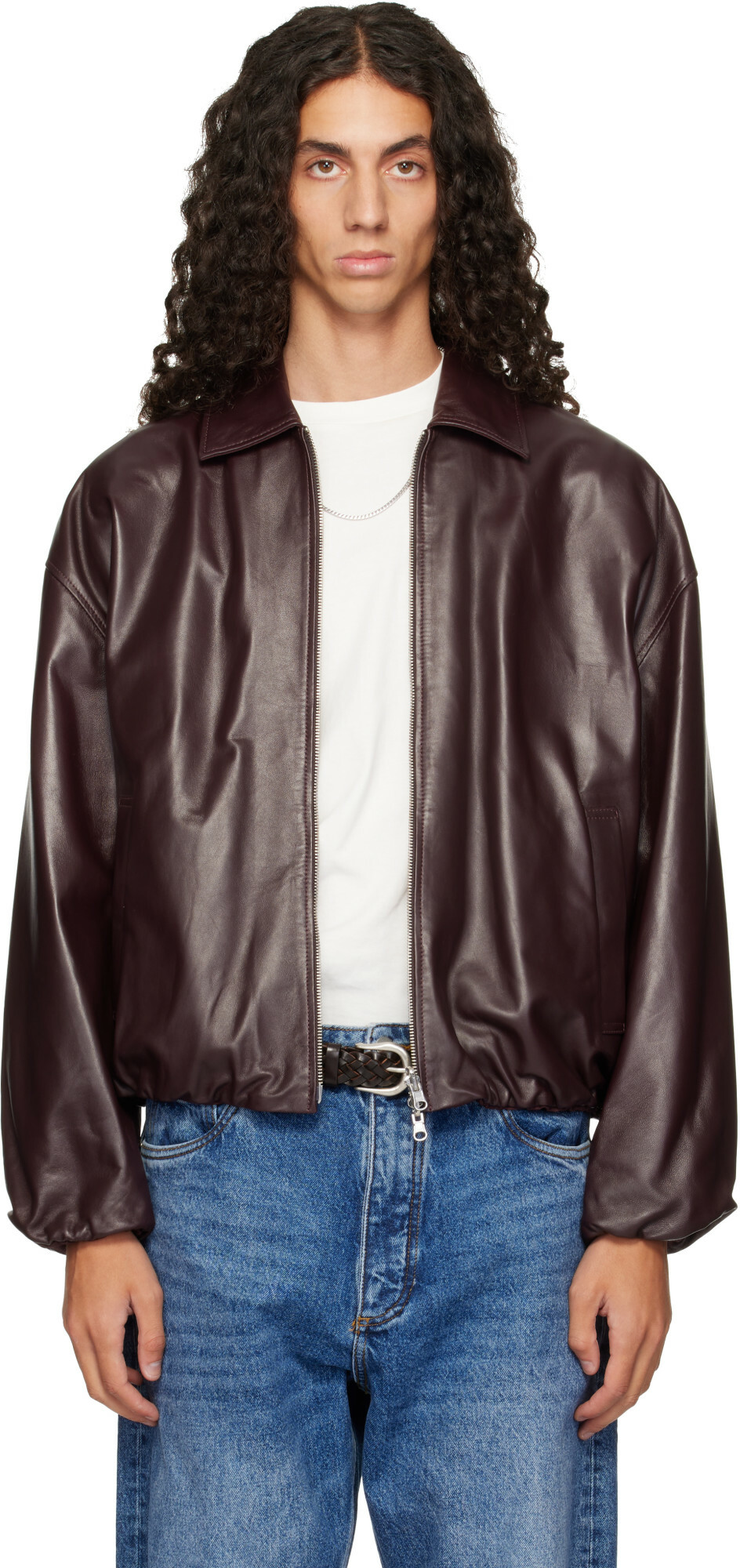 Arma Brown Backett Reversible Leather Bomber Jacket