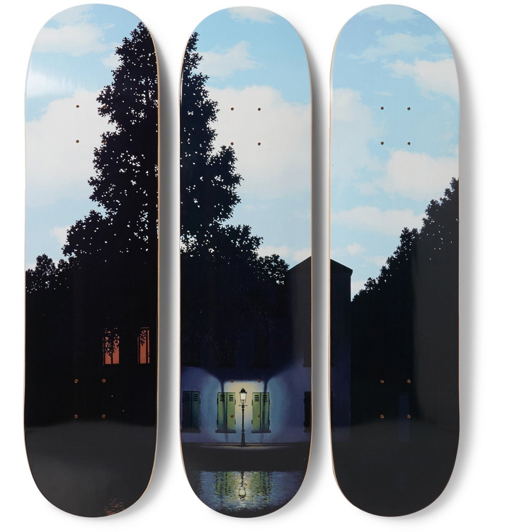 Photo: The SkateRoom - René Magritte Set of Three Printed Wooden Skateboards - Blue