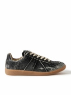 Maison Margiela - Replica Distressed Cracked-Leather Sneakers - Black