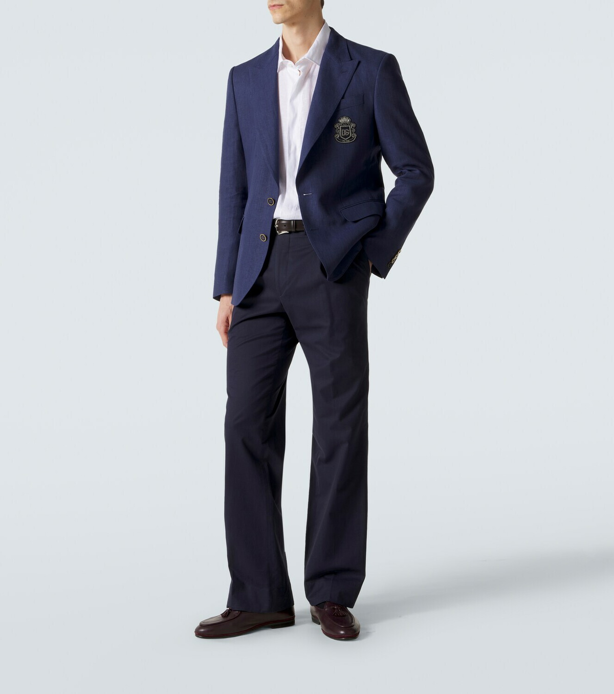 Dolce&Gabbana Logo single-breasted linen blazer