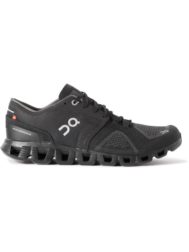 Photo: ON - Cloud X Rubber-Trimmed Mesh Running Sneakers - Black