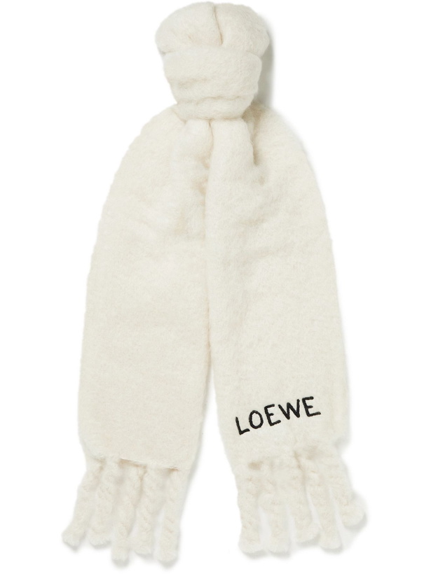 Photo: Loewe - Oversized Logo-Embroidered Mohair-Blend Scarf