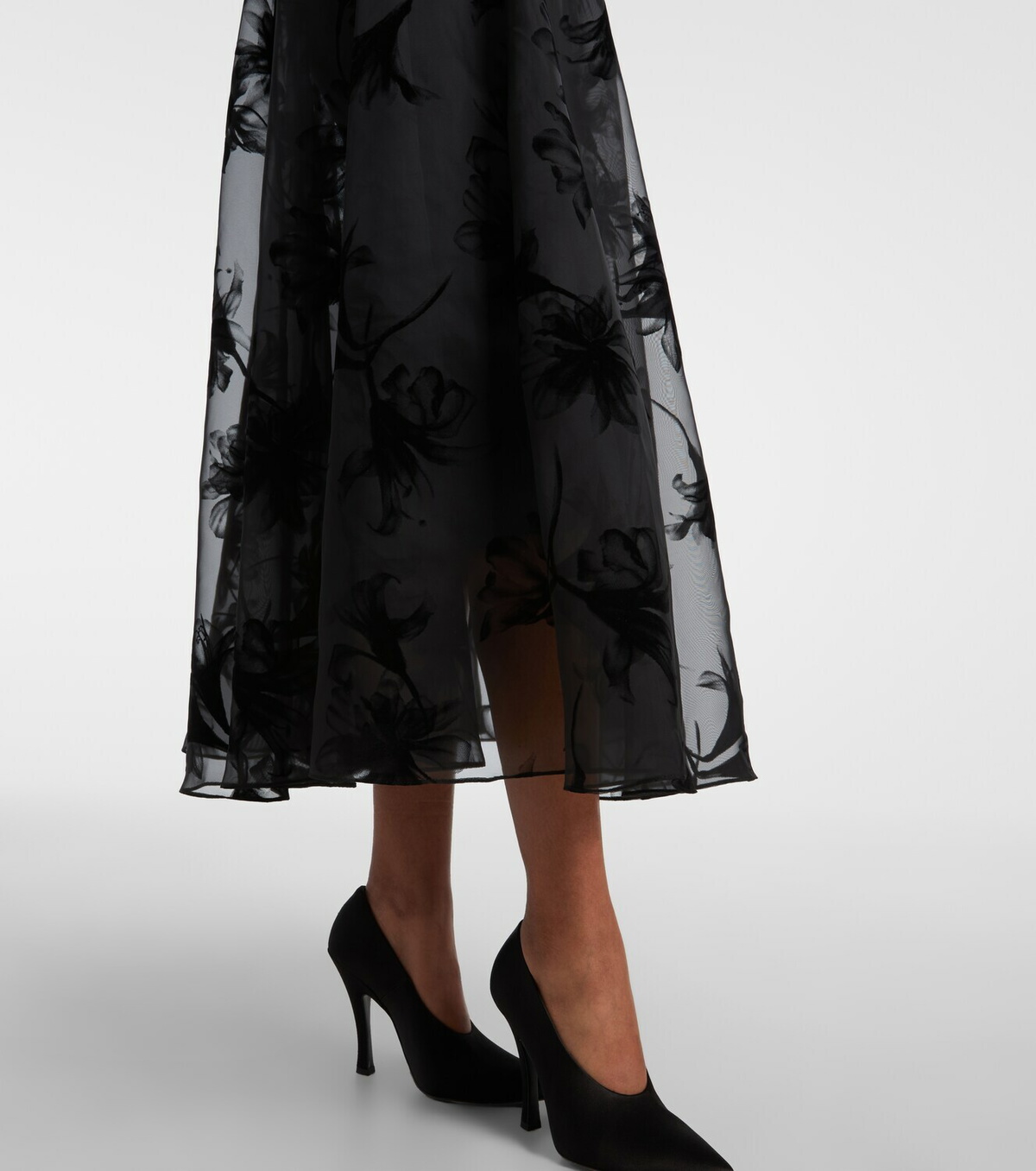Rodarte Ruffled floral organza midi dress