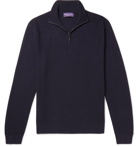 Ralph Lauren Purple Label - Waffle-Knit Merino Wool and Cashmere-Blend Half-Zip Sweater - Men - Navy