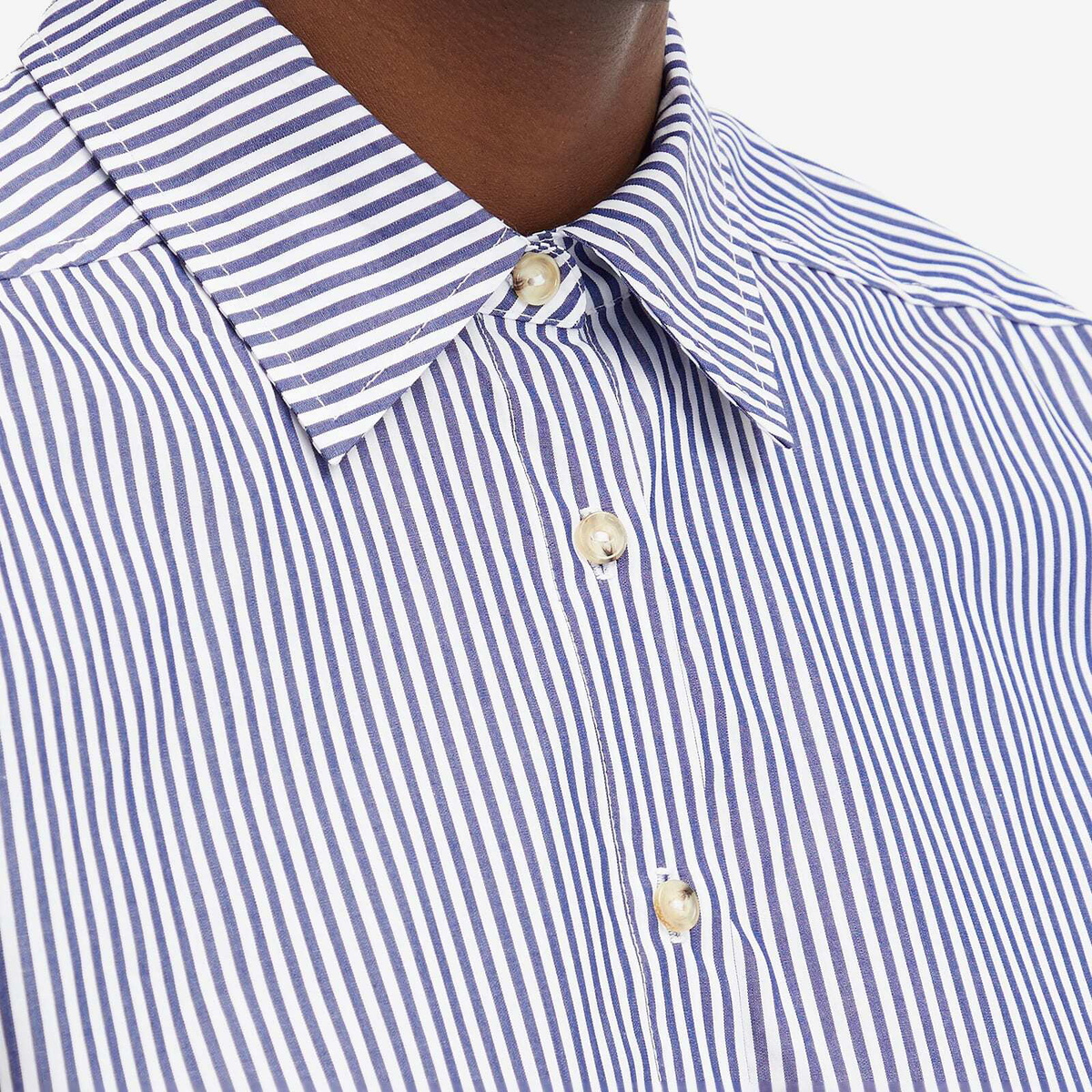 DONNI. Women's Stripe Pop Shirt in Navy Stripe