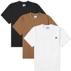 MARKET Men's Smiley T-Shirt 3-Pack in White/Black/Brown