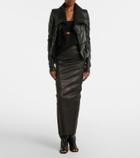 Rick Owens Dirt Pillar leather and cotton midi skirt