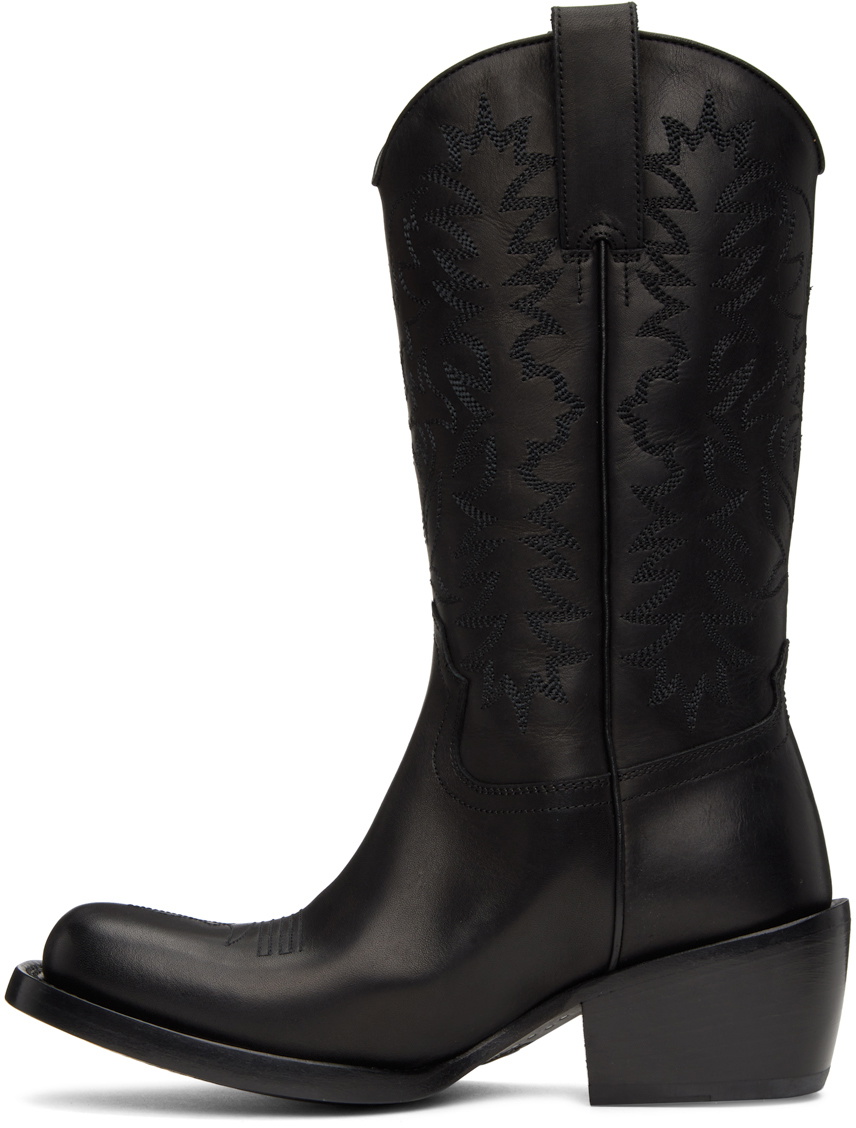 black leather cowboy boots