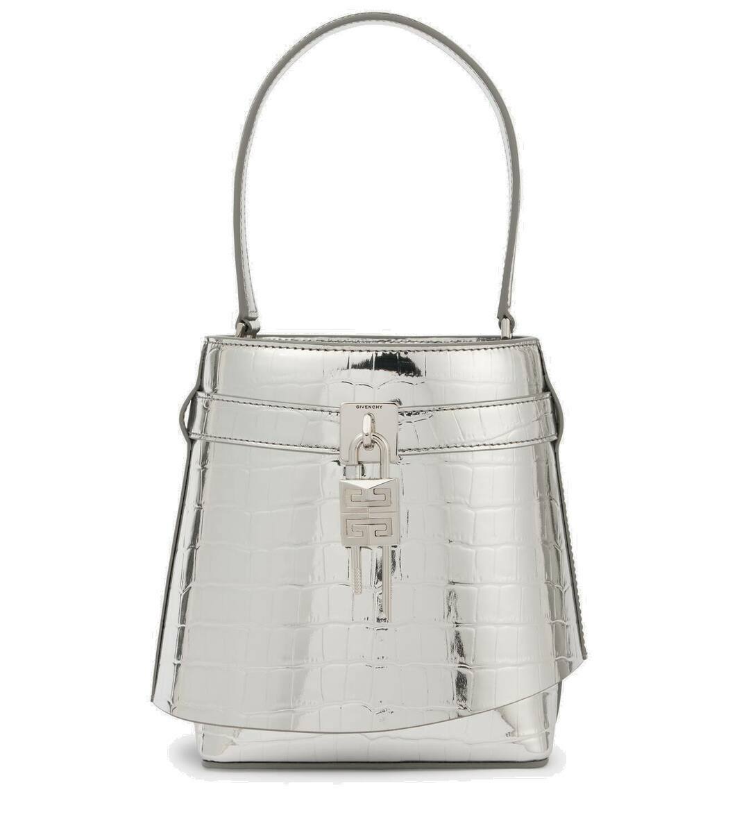 Givenchy Shark Lock croc-effect metallic leather bucket bag
