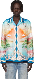 Casablanca Multicolor 'Tennis Club' Long Sleeve Silk Shirt