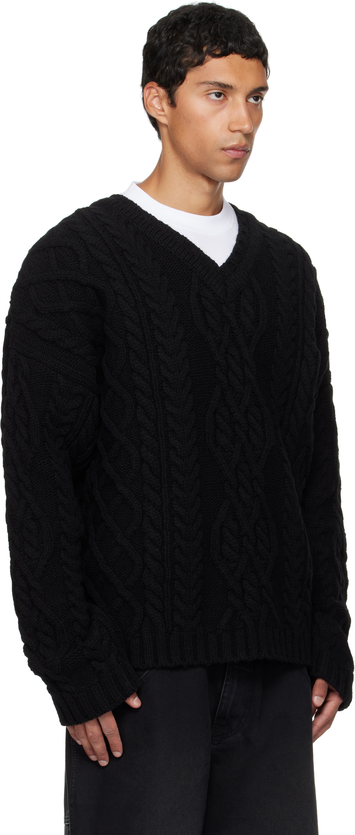 VETEMENTS Black Cable-Knit Sweater