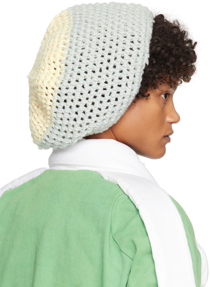 Stanley Raffington SSENSE Exclusive Blue & Off-White Crochet Beanie