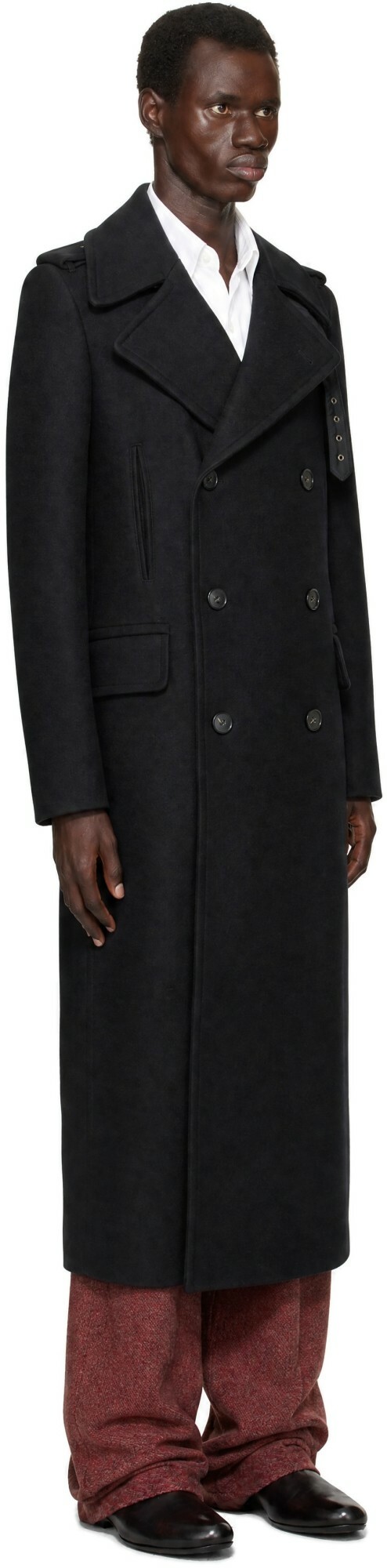 Dries Van Noten Black Long Wool Coat