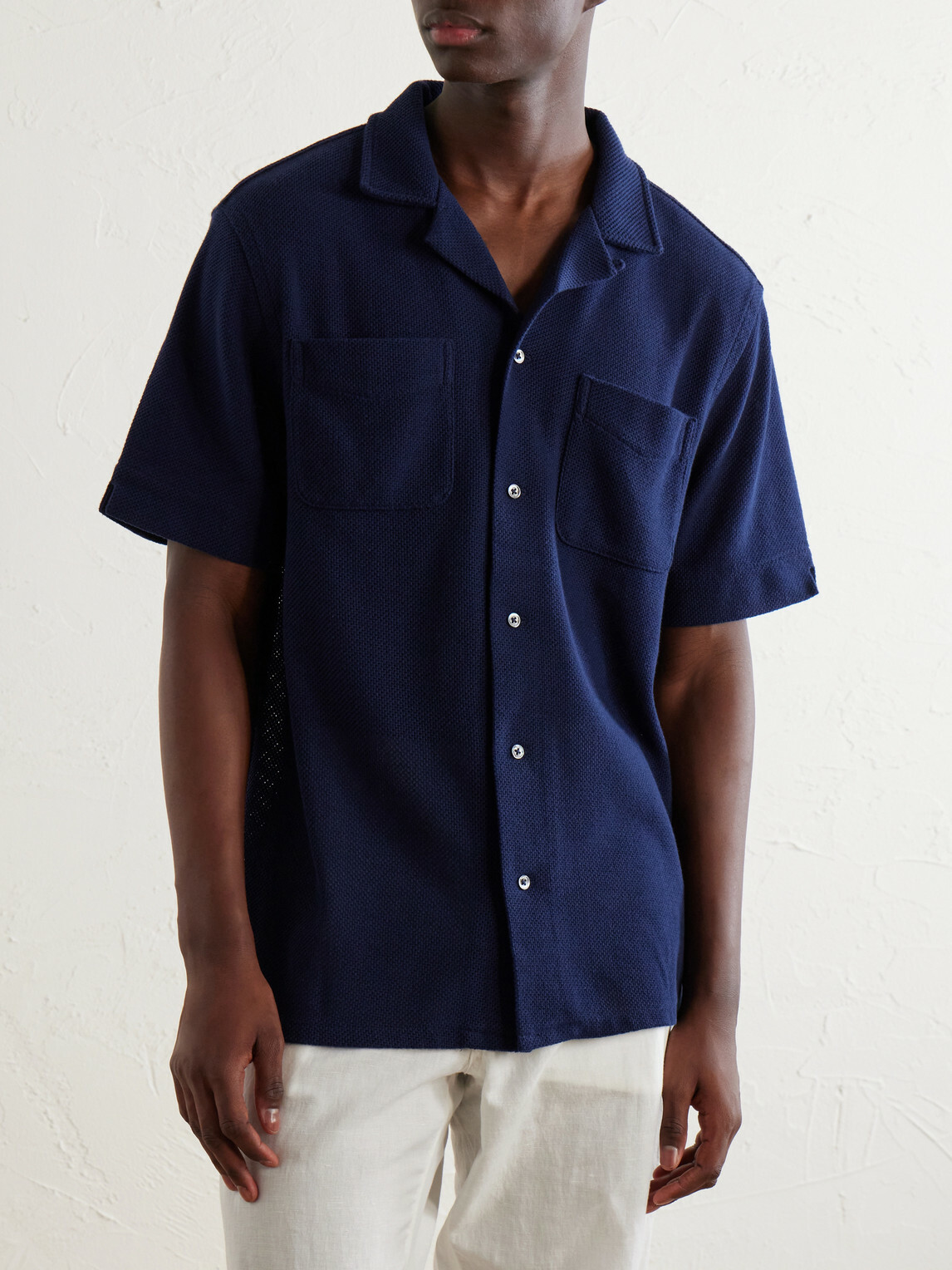 Polo Ralph Lauren - Pointelle Cotton-Knitted Polo Shirt - Blue