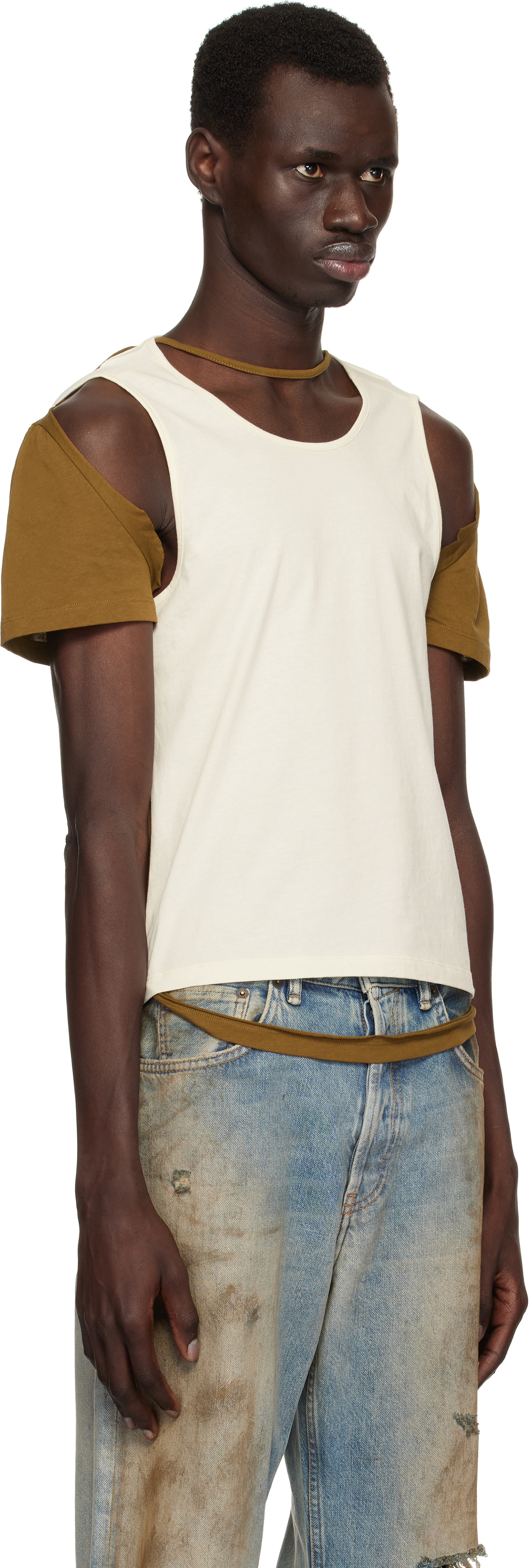 Eckhaus Latta Off-White & Brown Hugging T-shirt